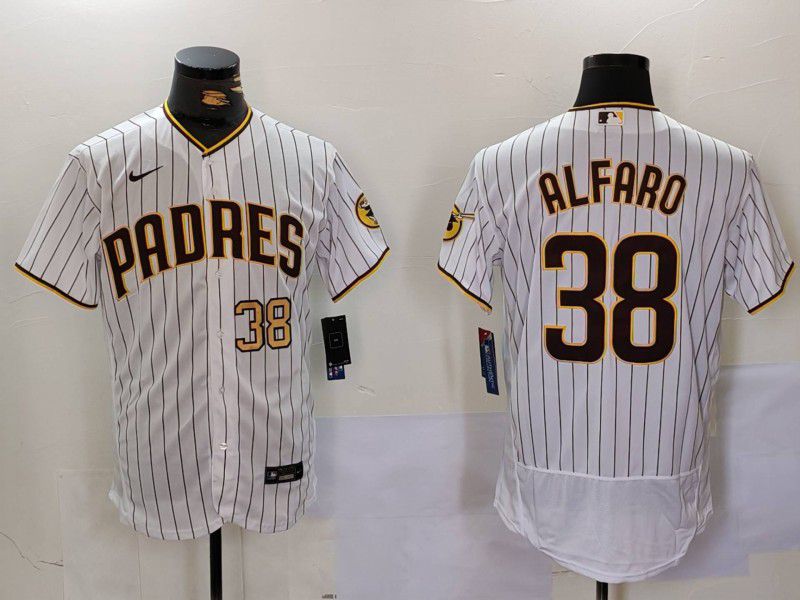 Men San Diego Padres #38 Alfaro White stripe Elite 2024 Nike MLB Jersey style 9023->san diego padres->MLB Jersey